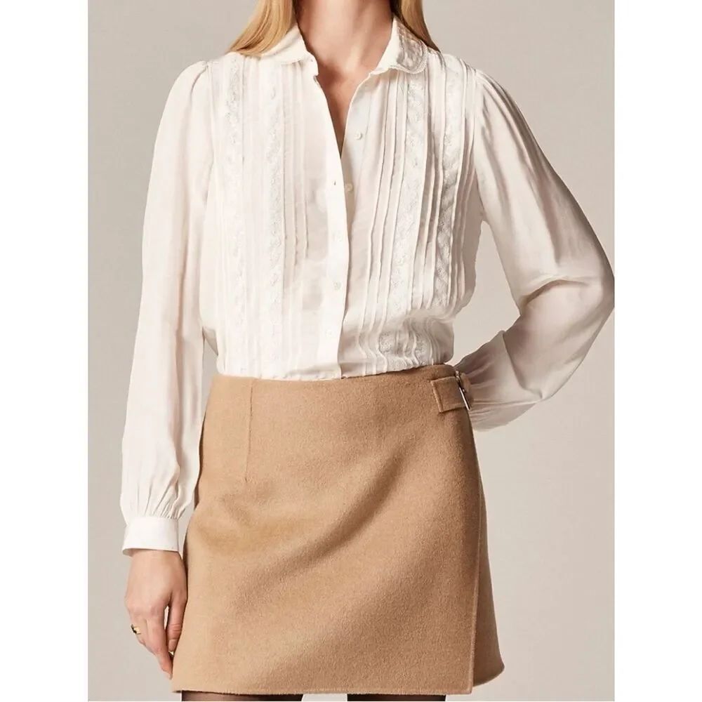 J.Crew Lace-trim button-up shirt with club collar New with defect Size 6